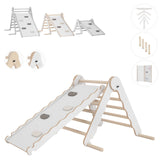 MAMOI® Triangle descalade avec toboggan interieur pour enfant, Mur escalade intérieur en bois pour bebe à partir de 1/2/3 an, Motricité libre montessori-0