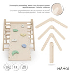 MAMOI® Triangle descalade avec toboggan interieur pour enfant, Mur escalade intérieur en bois pour bebe à partir de 1/2/3 an, Motricité libre montessori-1