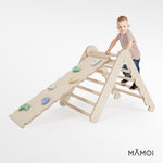 MAMOI® Triangle descalade avec toboggan interieur pour enfant, Mur escalade intérieur en bois pour bebe à partir de 1/2/3 an, Motricité libre montessori-5