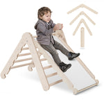 MAMOI® Triangle descalade avec toboggan interieur pour enfant, Mur escalade intérieur en bois pour bebe à partir de 1/2/3 an, Motricité libre montessori-0
