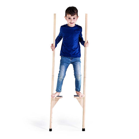 MAMOI® Echasses en bois pour enfant, Échasses réglage en hauteur (150 cm), Echasse motricité équilibre, Jeu equilibre et balance montessori à partir de 5 ans-0