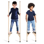 MAMOI® Echasses en bois pour enfant, Échasses réglage en hauteur (103/153 cm), Echasse motricité équilibre, Jeu equilibre et balance montessori à partir de 5 ans-0
