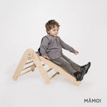 MAMOI® Toboggan interieur pour enfant, Tobogan pour triangle et mur escalade pour bebe, Jeux en bois intérieur, Tobbogan montessori à partir de 1 an 2/3 ans-4