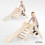 MAMOI® Toboggan interieur pour enfant, Tobogan pour triangle et mur escalade pour bebe, Jeux en bois intérieur, Tobbogan montessori à partir de 1 an 2/3 ans-5